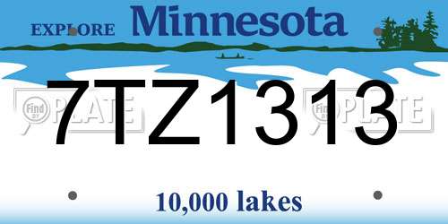 7TZ1313 Minnesota License Plate