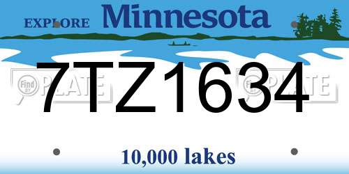 7TZ1634 Minnesota License Plate