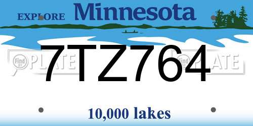7TZ764 Minnesota License Plate