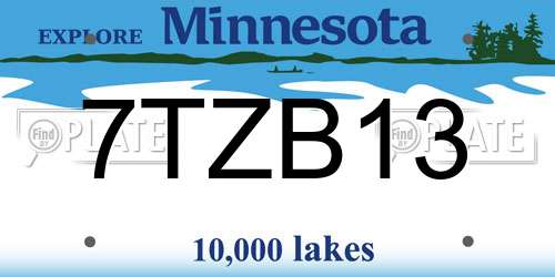 7TZB13 Minnesota License Plate
