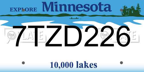 7TZD226 Minnesota License Plate