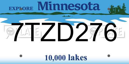 7TZD276 Minnesota License Plate