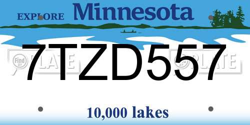 7TZD557 Minnesota License Plate