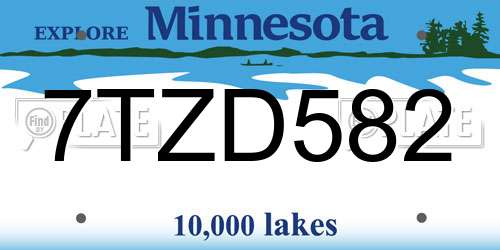 7TZD582 Minnesota License Plate