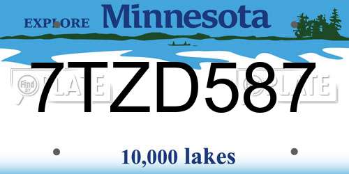 7TZD587 Minnesota License Plate