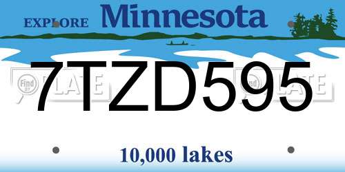 7TZD595 Minnesota License Plate
