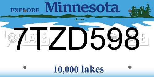 7TZD598 Minnesota License Plate
