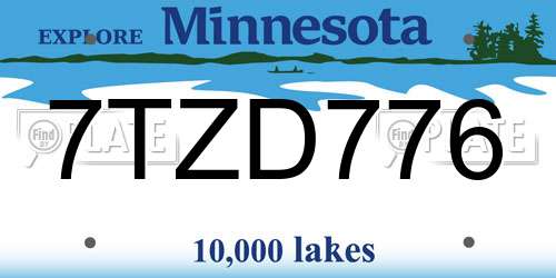 7TZD776 Minnesota License Plate