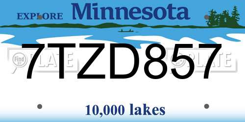7TZD857 Minnesota License Plate