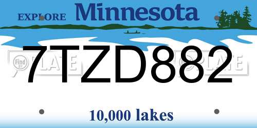 7TZD882 Minnesota License Plate