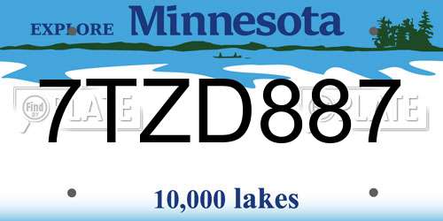 7TZD887 Minnesota License Plate