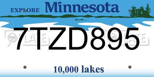 7TZD895 Minnesota License Plate
