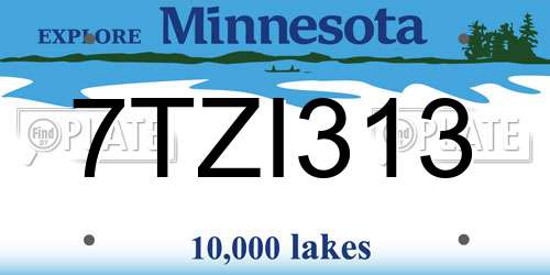 7TZI313 Minnesota License Plate