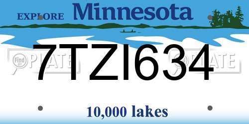 7TZI634 Minnesota License Plate