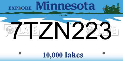 7TZN223 Minnesota License Plate