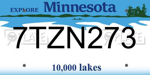 7TZN273 Minnesota License Plate