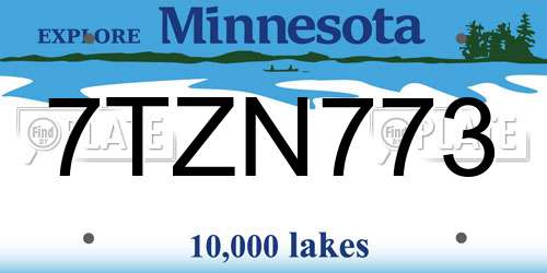 7TZN773 Minnesota License Plate
