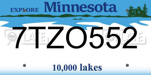 7TZO552 Minnesota License Plate
