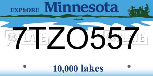 7TZO557 Minnesota License Plate