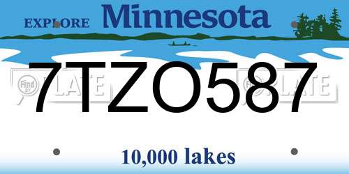 7TZO587 Minnesota License Plate
