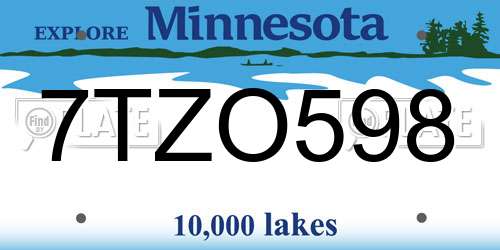 7TZO598 Minnesota License Plate