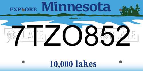 7TZO852 Minnesota License Plate