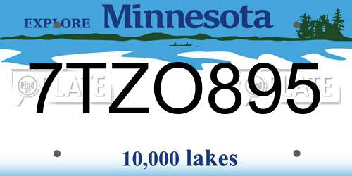 7TZO895 Minnesota License Plate
