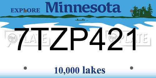 7TZP421 Minnesota License Plate