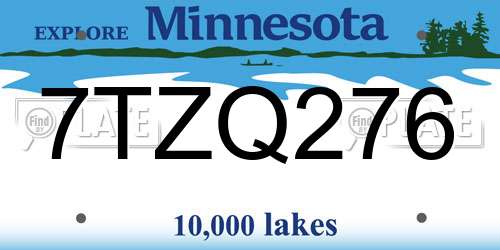 7TZQ276 Minnesota License Plate
