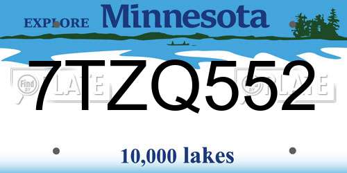 7TZQ552 Minnesota License Plate