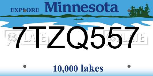 7TZQ557 Minnesota License Plate