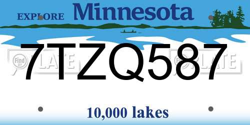 7TZQ587 Minnesota License Plate