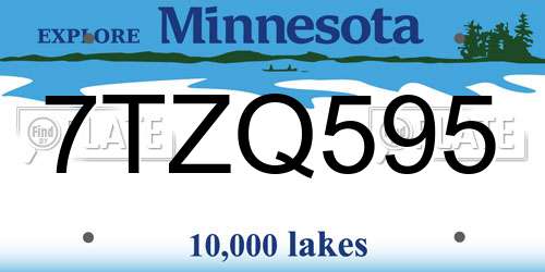 7TZQ595 Minnesota License Plate