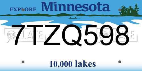 7TZQ598 Minnesota License Plate
