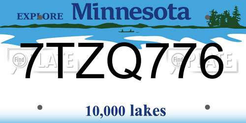7TZQ776 Minnesota License Plate