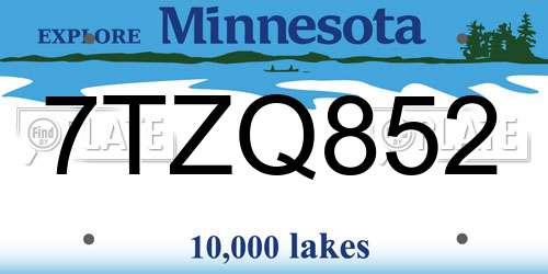 7TZQ852 Minnesota License Plate