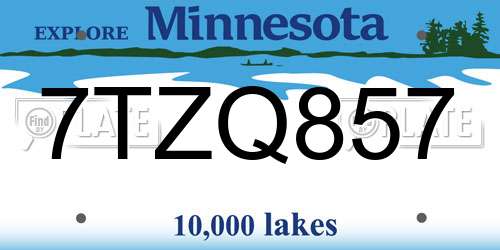 7TZQ857 Minnesota License Plate