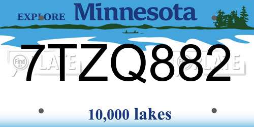 7TZQ882 Minnesota License Plate