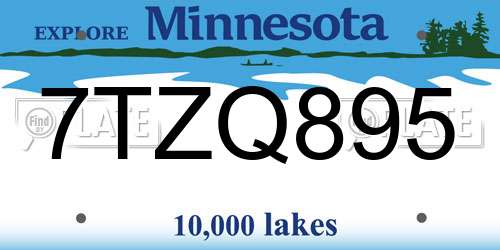 7TZQ895 Minnesota License Plate