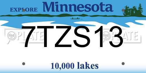 7TZS13 Minnesota License Plate