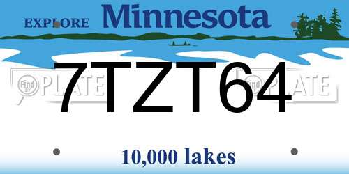7TZT64 Minnesota License Plate