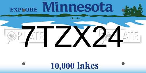 7TZX24 Minnesota License Plate