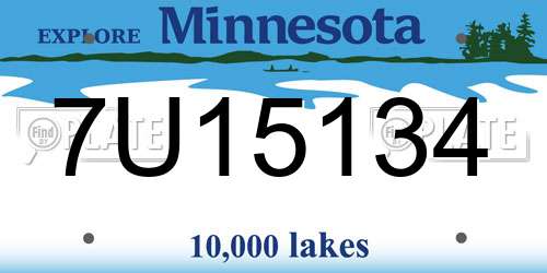 7U15134 Minnesota License Plate