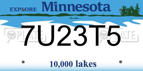 7U23T5 Minnesota License Plate