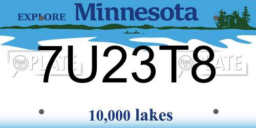 7U23T8 Minnesota License Plate