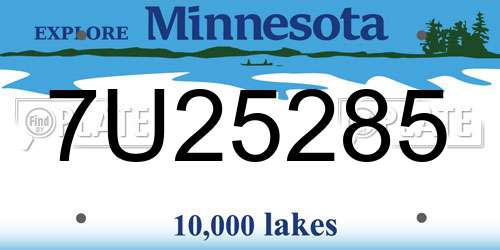 7U25285 Minnesota License Plate