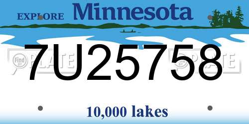 7U25758 Minnesota License Plate