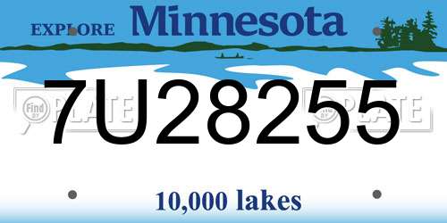 7U28255 Minnesota License Plate