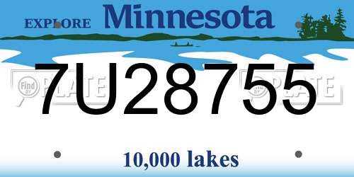 7U28755 Minnesota License Plate