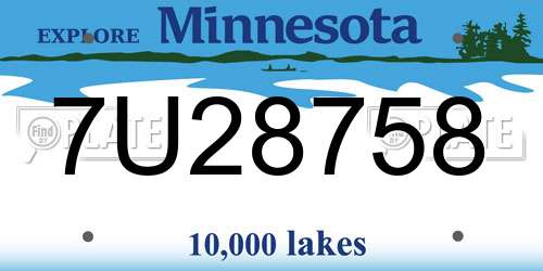 7U28758 Minnesota License Plate